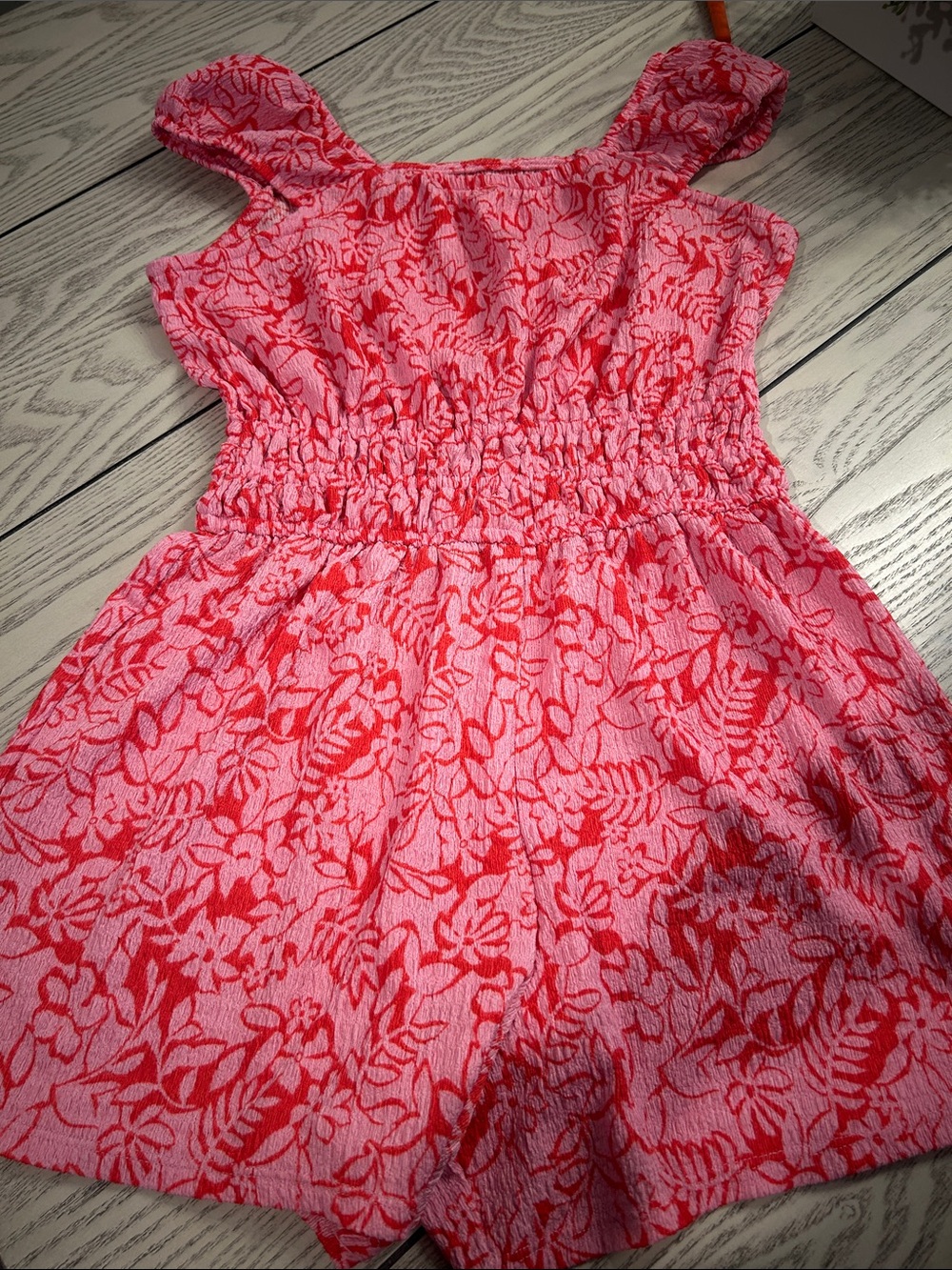 SO Pink & Red Floral Girls One-Piece Romper
